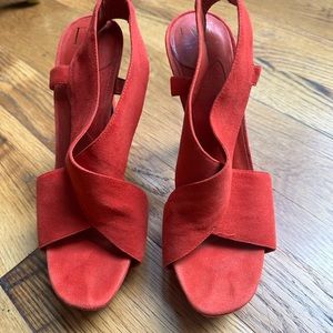 DVF red suede platform skin back shoes 9.5